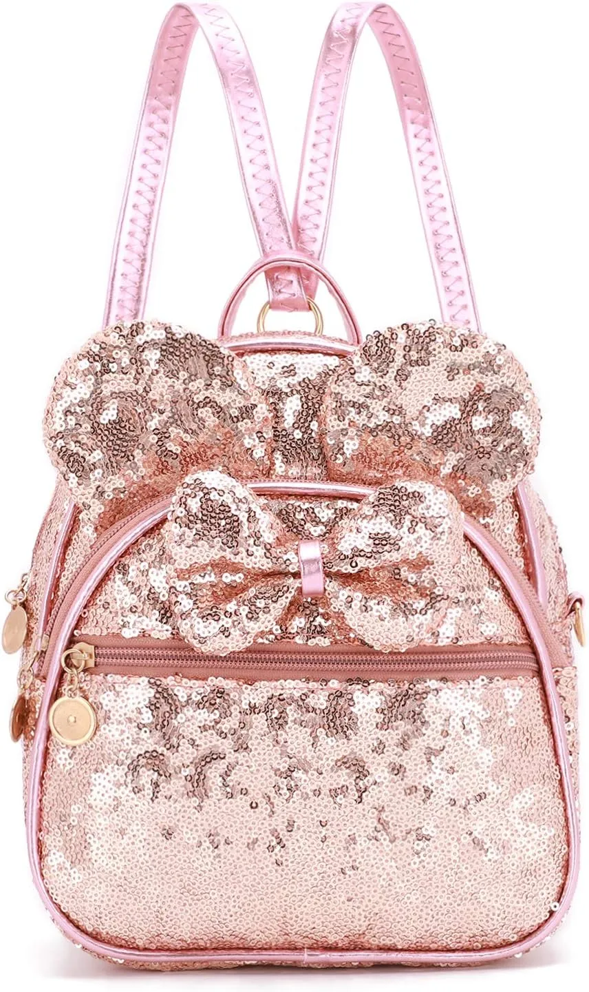 KL928 Girls Bowknot Polka Dot Cute Mini Backpack Small Daypacks Convertible Shoulder Bag Purse for Women