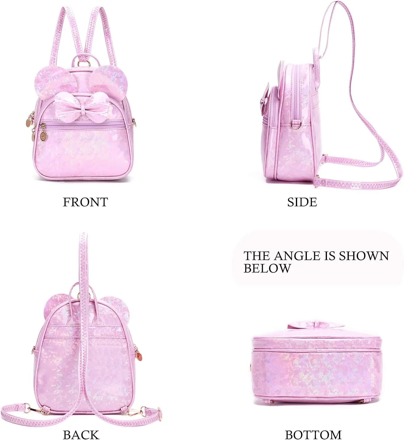 KL928 Girls Bowknot Polka Dot Cute Mini Backpack Small Daypacks Convertible Shoulder Bag Purse for Women