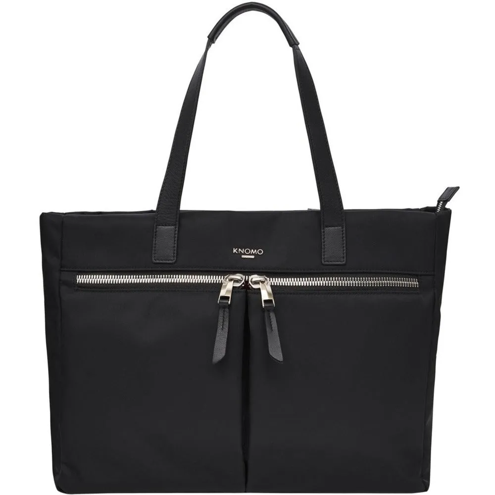 Knomo Blenheim Carrying Case (Tote) for 14 Notebook - Black, Gold - Nylon Exterior, Full Grain Leather Trim, Full Grain Leather Handle - Handle, Shoulder Strap - 11.3 Height x 15.2 Width x 4.7 Depth