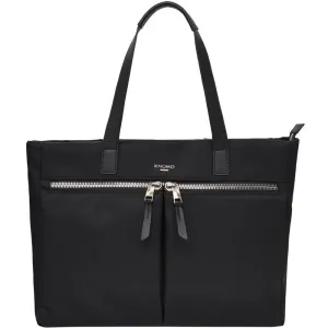 Knomo Blenheim Carrying Case (Tote) for 14 Notebook - Black, Gold - Nylon Exterior, Full Grain Leather Trim, Full Grain Leather Handle - Handle, Shoulder Strap - 11.3 Height x 15.2 Width x 4.7 Depth