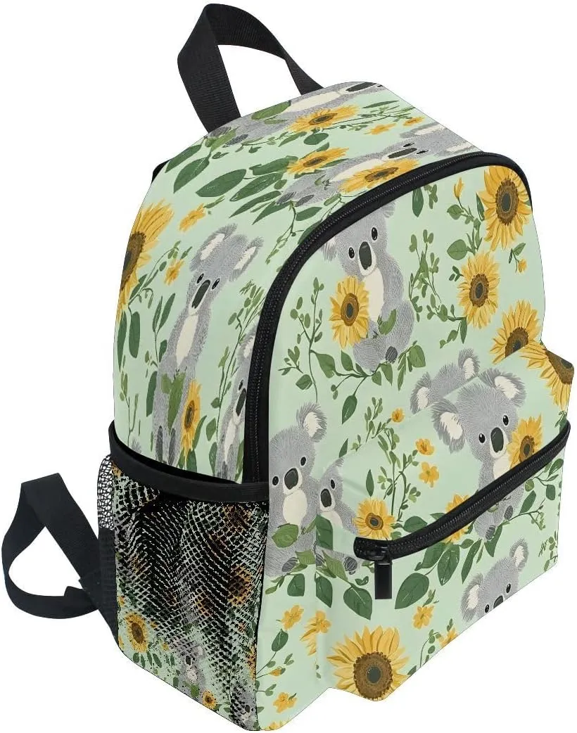 Koalas with Sunflowers Pattern Toddlers Backpack Kid's School Bag for Boys Girls Kindergarten Preschool Nursery Travel Bag