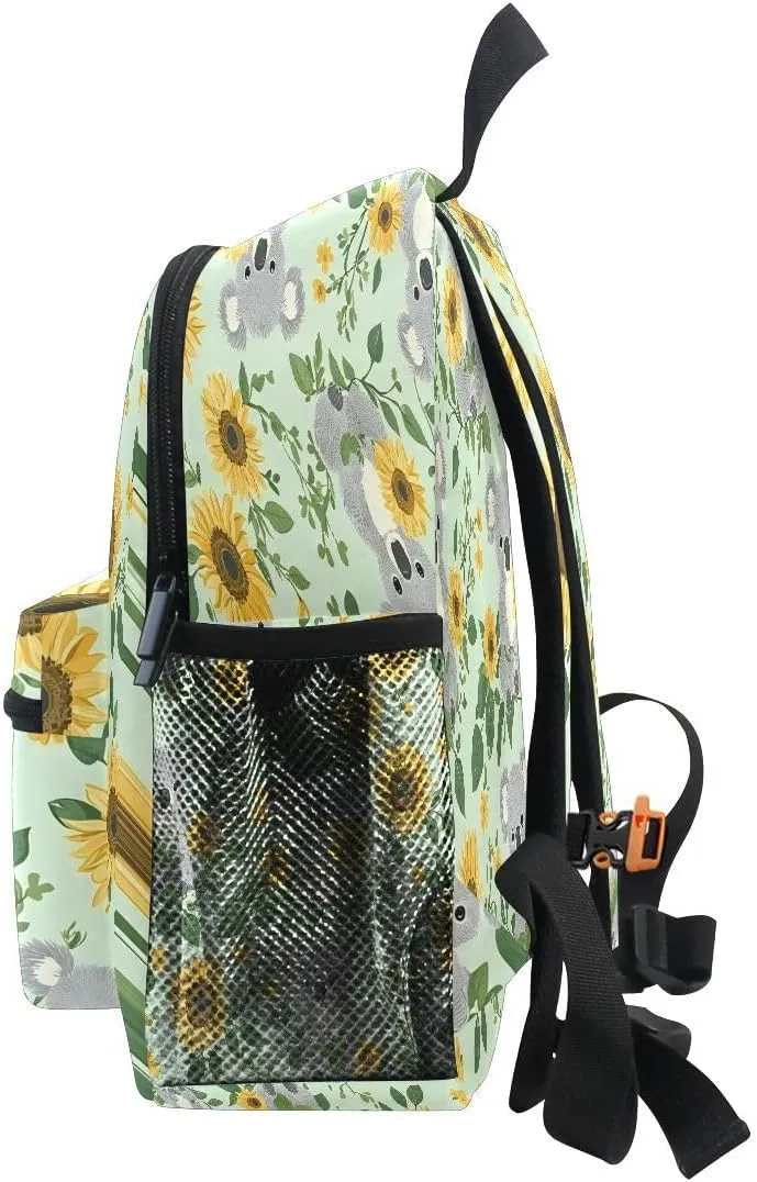 Koalas with Sunflowers Pattern Toddlers Backpack Kid's School Bag for Boys Girls Kindergarten Preschool Nursery Travel Bag