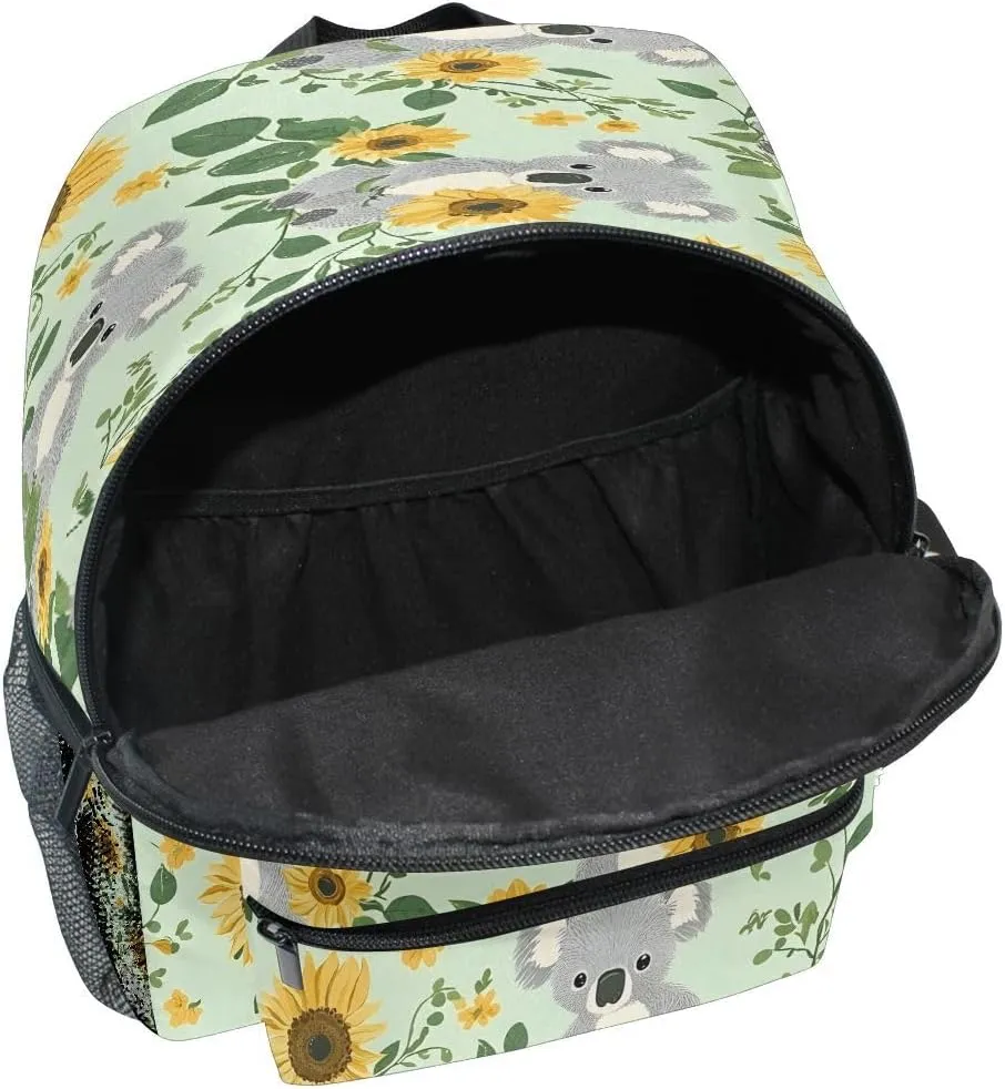 Koalas with Sunflowers Pattern Toddlers Backpack Kid's School Bag for Boys Girls Kindergarten Preschool Nursery Travel Bag