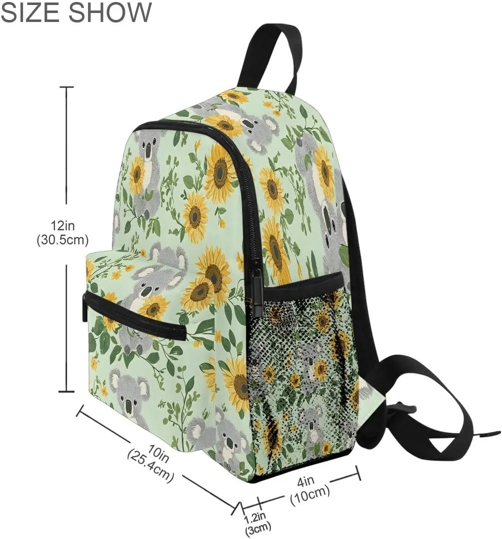 Koalas with Sunflowers Pattern Toddlers Backpack Kid's School Bag for Boys Girls Kindergarten Preschool Nursery Travel Bag
