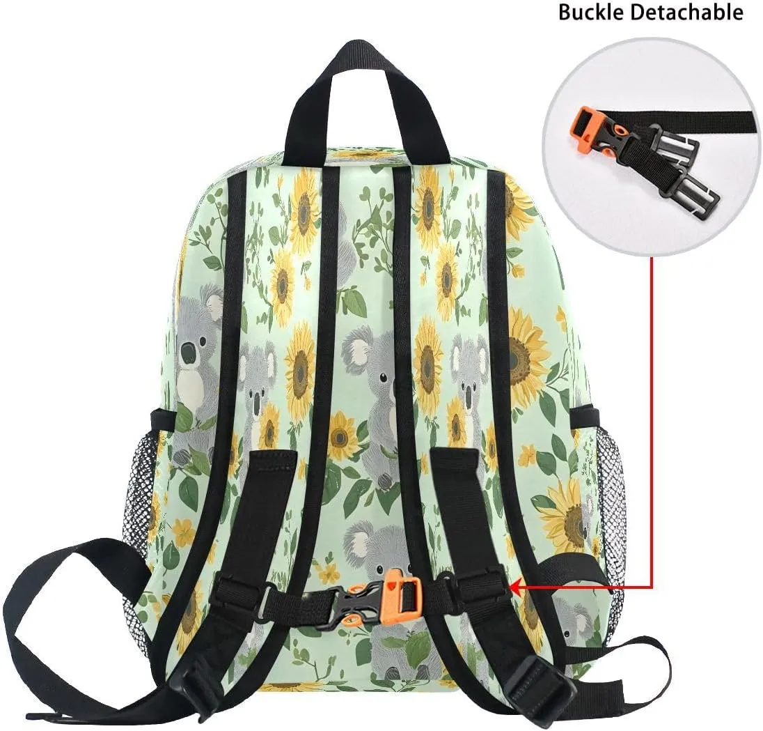Koalas with Sunflowers Pattern Toddlers Backpack Kid's School Bag for Boys Girls Kindergarten Preschool Nursery Travel Bag
