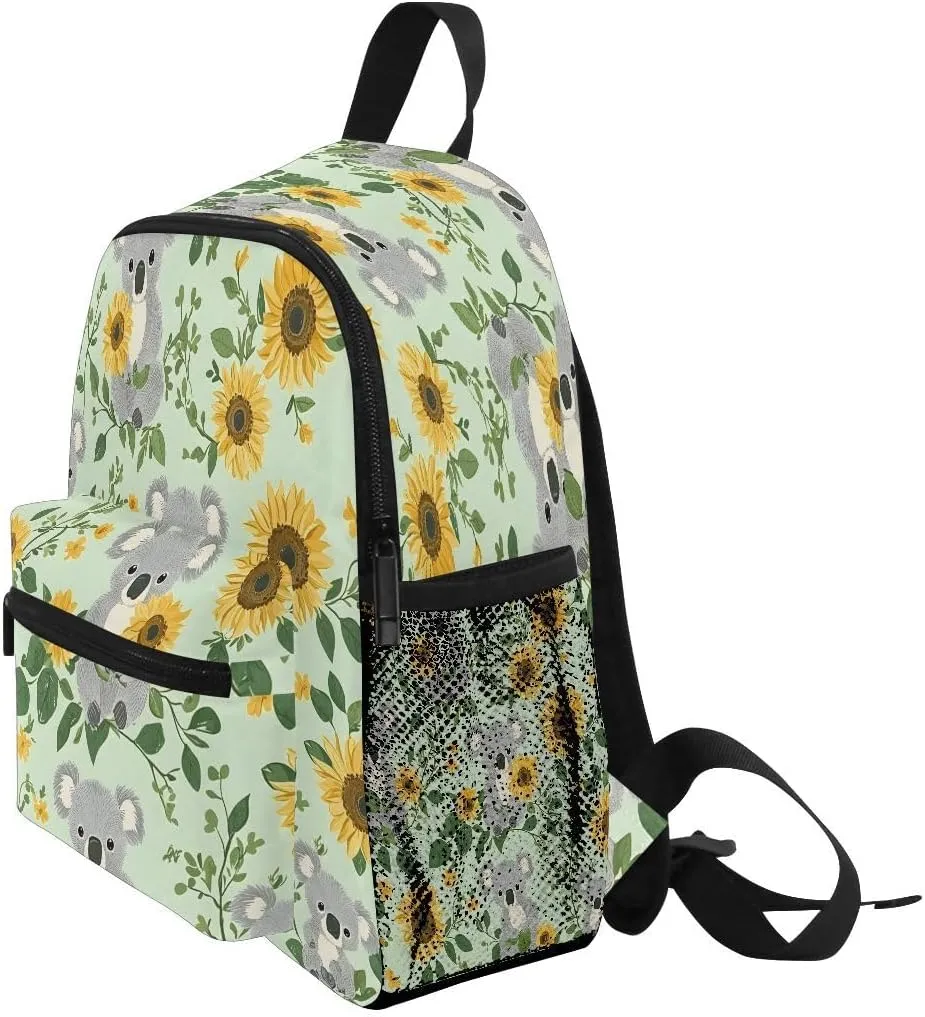 Koalas with Sunflowers Pattern Toddlers Backpack Kid's School Bag for Boys Girls Kindergarten Preschool Nursery Travel Bag