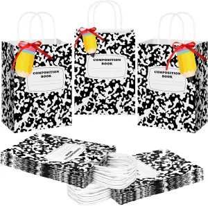 Kolldenn 24 Pcs Kindergarten Graduation Gift Bags with Handles and Pencil Cards Composition Book Gift Bags Back to School Party Favors First Day of School Favors Wrapping