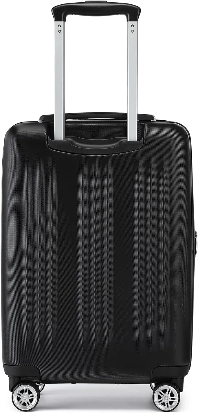 Kono Small 20 Inch Expandable Carry On Luggage with Spinner Wheels & TSA Lock, Scratch and Drop Resistant Hard Shell ABS & PC 22x14x9 Airline Approved Suitcase (Black)