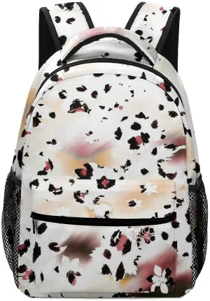 Kuizee Travel Laptop Backpack Business Daypack Work Bookbag Abstract Watercolor Flowers Animal Skin Leopard Durable iPad Tablet School College Book Bags Casual Bags for Men and Women