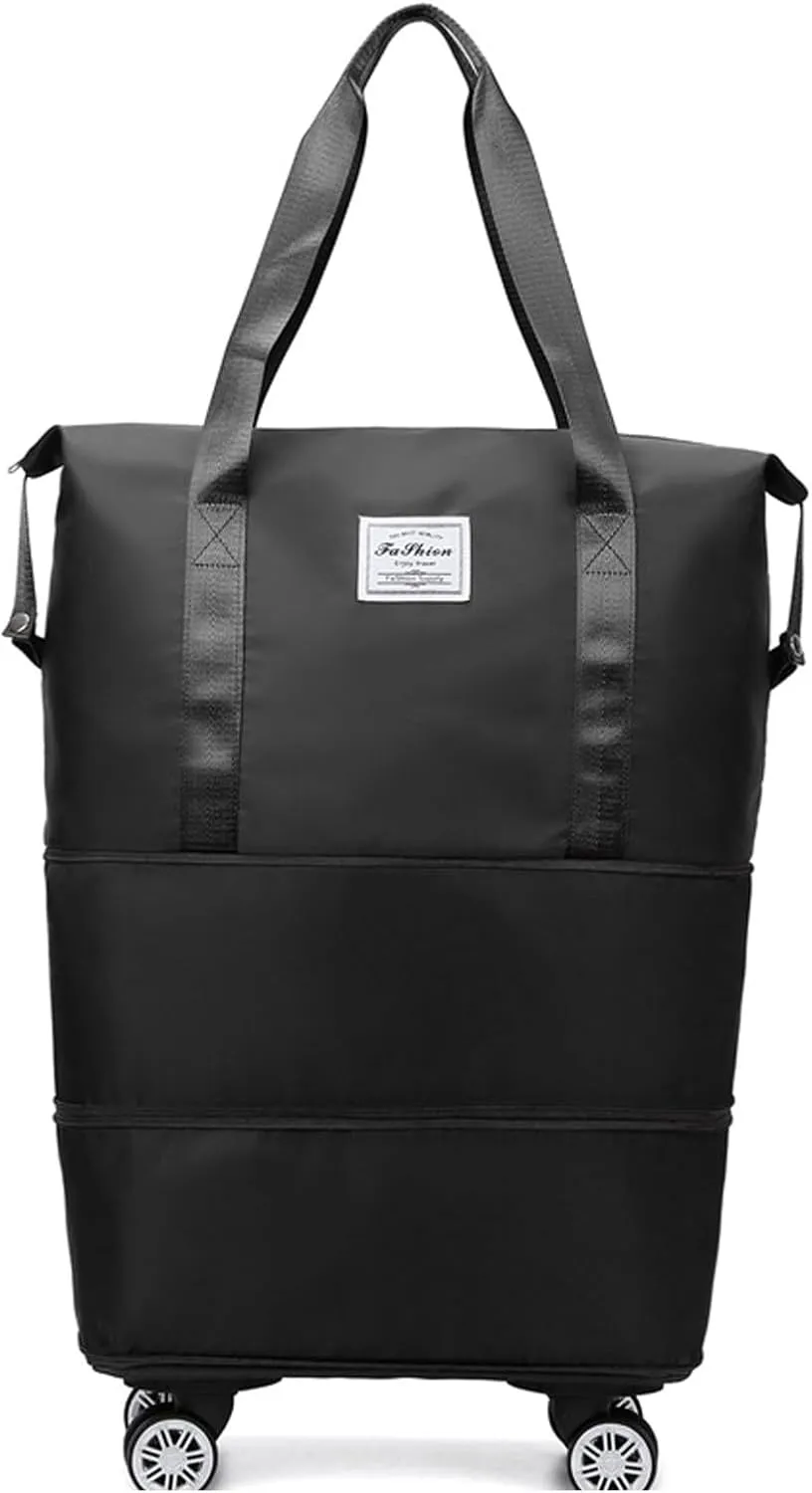 Kulken Travel Bag with Wheels, New Large Capacity Travel Bag, Universal Wheel Removable, For Short Waterproof Travel Storage Bags (Black)