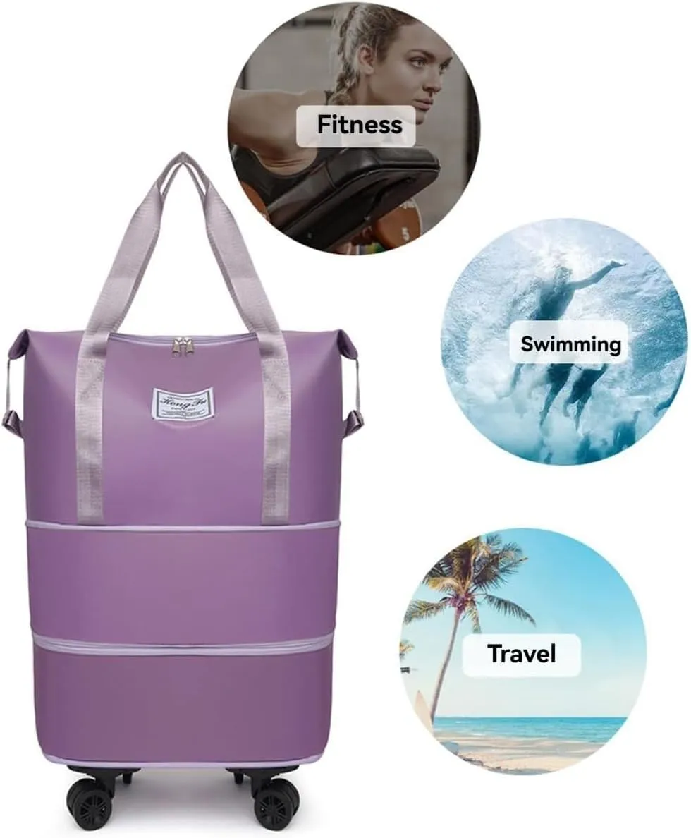 Kulken Travel Bag with Wheels, New Large Capacity Travel Bag, Universal Wheel Removable, For Short Waterproof Travel Storage Bags (Black)