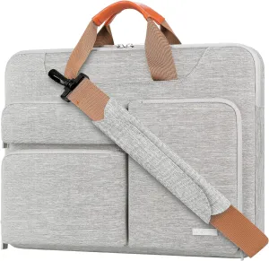 Lacdo 15.6 Inch 360° Protective Laptop Shoulder Bag Sleeve Case Compatible With 15.6" Acer Aspire, Predator, Dell Inspiron, Asus ZenBook 15 VivoBook, HP Pavilion, IdeaPad, ThinkPad Computer Bag,Gray