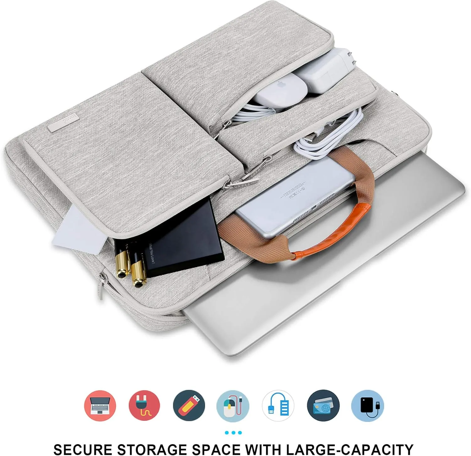 Lacdo 15.6 Inch 360° Protective Laptop Shoulder Bag Sleeve Case Compatible With 15.6" Acer Aspire, Predator, Dell Inspiron, Asus ZenBook 15 VivoBook, HP Pavilion, IdeaPad, ThinkPad Computer Bag,Gray
