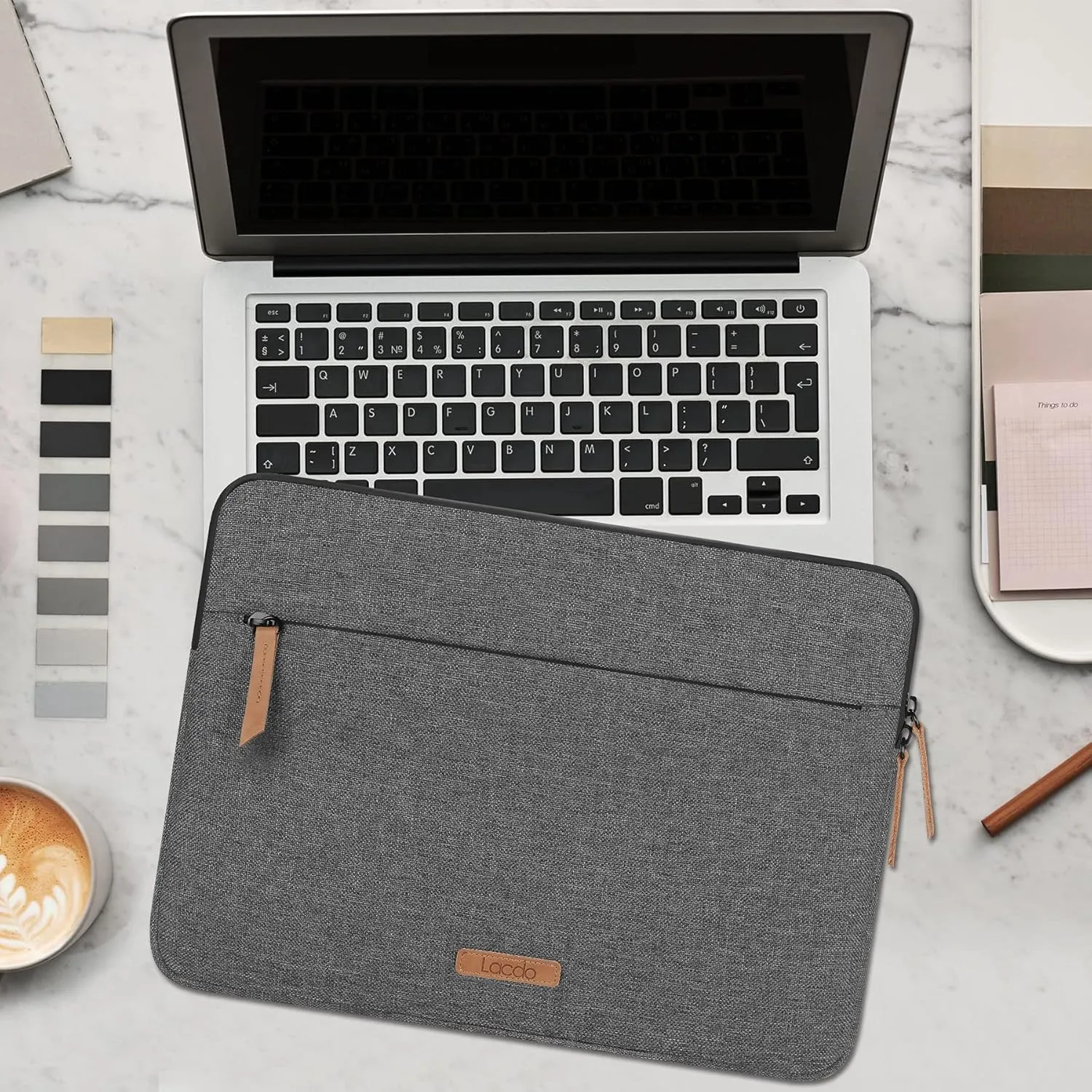 Lacdo 360° Protective 14-inch Laptop Sleeve Case for HP Lenovo Dell Acer Chromebook 14 / Lenovo IdeaPad 14 / HP Stream 14 / Dell Inspiron 14 / Acer Spin 3 / ZenBook 14 with Accessory Bag, Dark Gray
