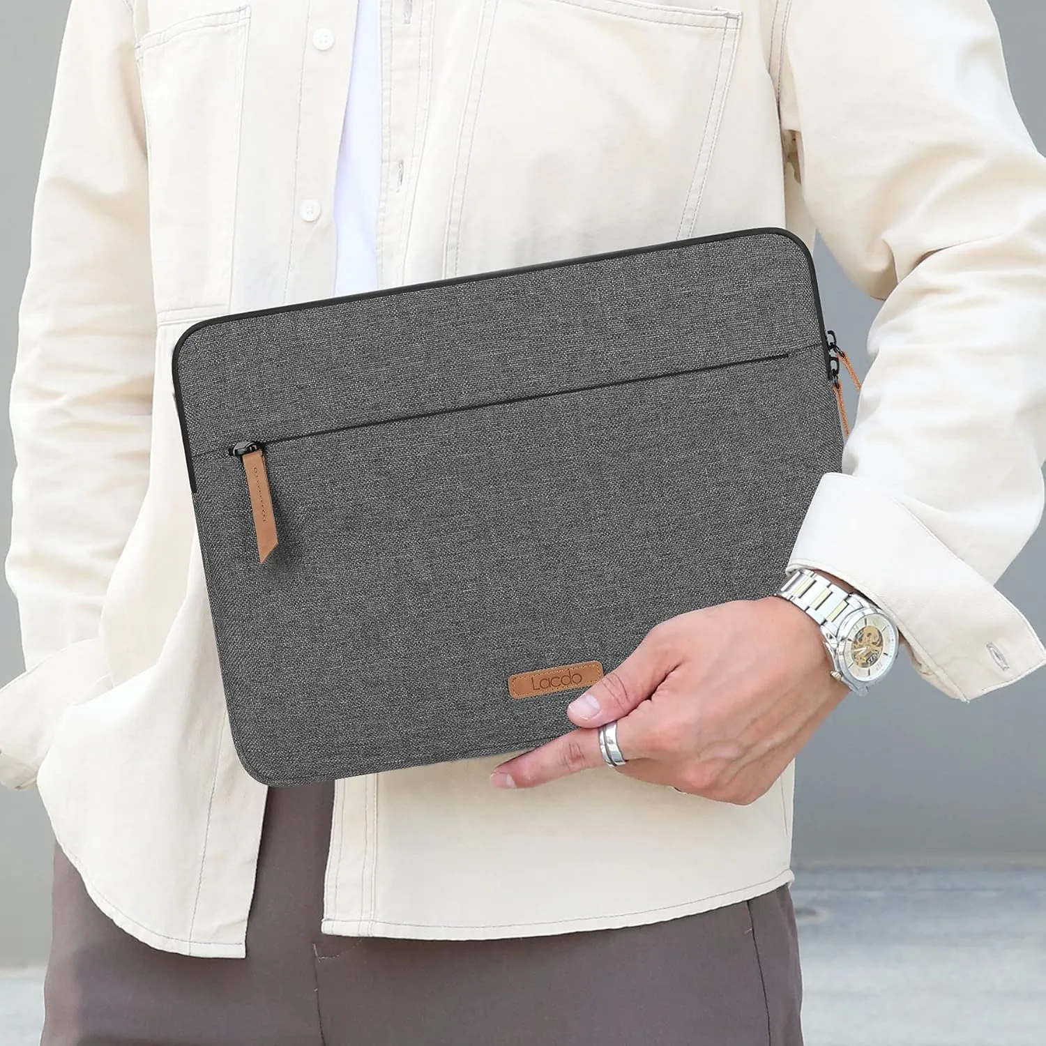 Lacdo 360° Protective 14-inch Laptop Sleeve Case for HP Lenovo Dell Acer Chromebook 14 / Lenovo IdeaPad 14 / HP Stream 14 / Dell Inspiron 14 / Acer Spin 3 / ZenBook 14 with Accessory Bag, Dark Gray