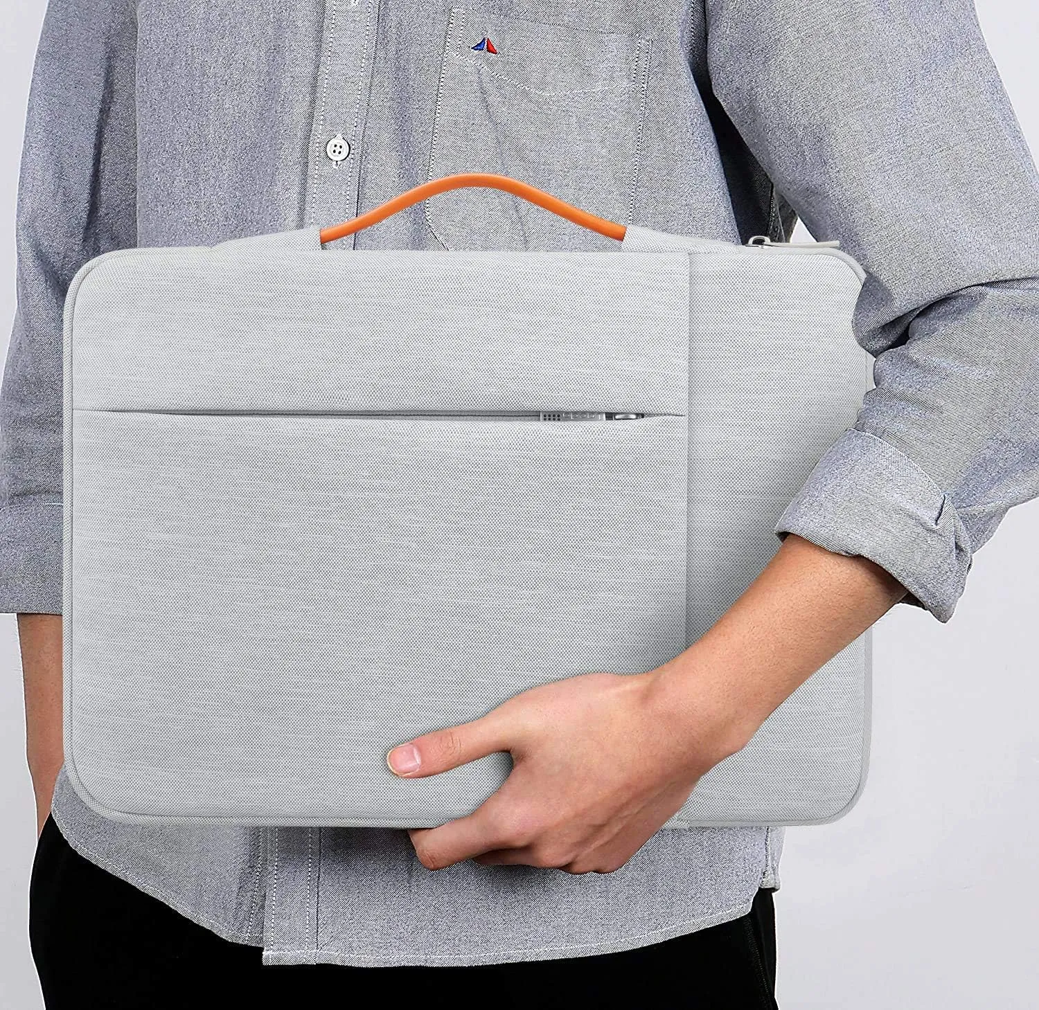 Lacdo 360° Protective 15-15.6 Inch Laptop Sleeve Case for Acer HP Lenovo Dell ASUS Laptop, Acer Aspire 15, HP Pavilion 15, Dell Inspiron 15, Lenovo IdeaPad 15, ASUS ZenBook 15 Computer Bag, Gray