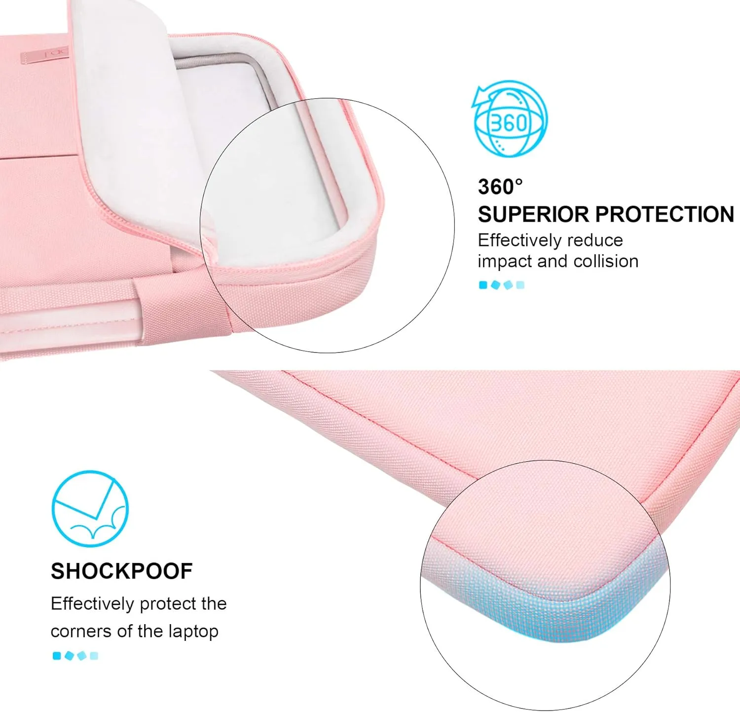 Lacdo Laptop Sleeve for Women, 14 Inch Laptop Sleeve Case for HP Lenovo Dell ASUS Acer Chromebook 14 / HP Stream 14 / Dell Inspiron 14 / Lenovo IdeaPad 14 / Spin 3 / ASUS ZenBook 14 Computer Bag, Pink