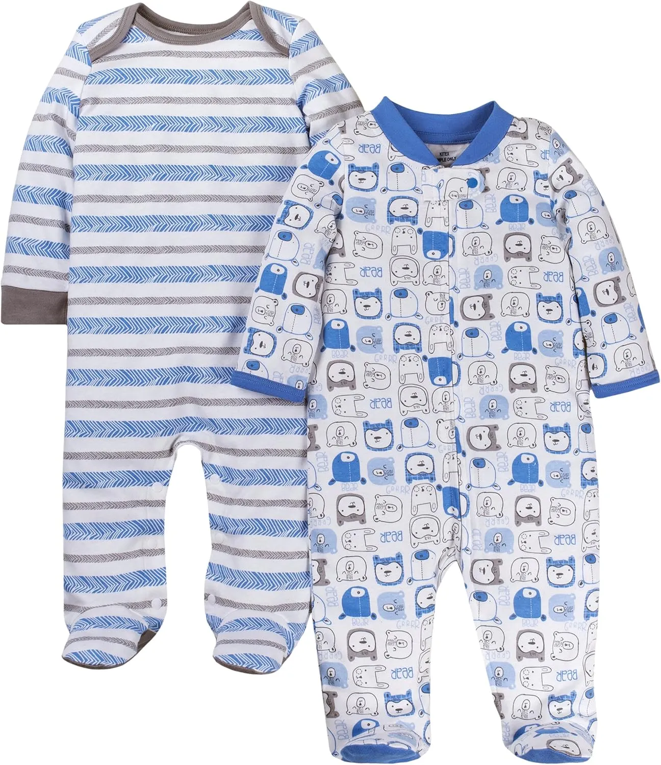 Lamaze Baby Boys' Super Combed Natural Cotton Sleep N Play,Zipper Closure Footed Sleepwear, 2 Pk