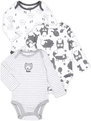 Lamaze Organic Baby unisex-baby Pure Organic Cotton Long Sleeve Bodysuit, 3 Pack