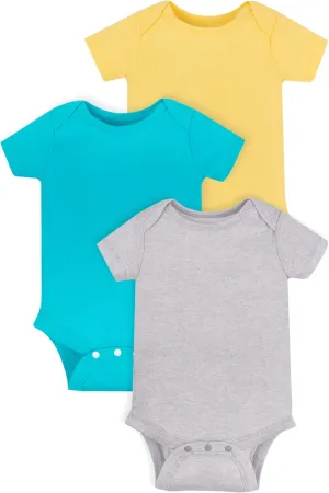 Lamaze unisex-baby Super Combed Natural Cotton Short Sleeve Bodysuit, Snap Closure, 3 PackShirt