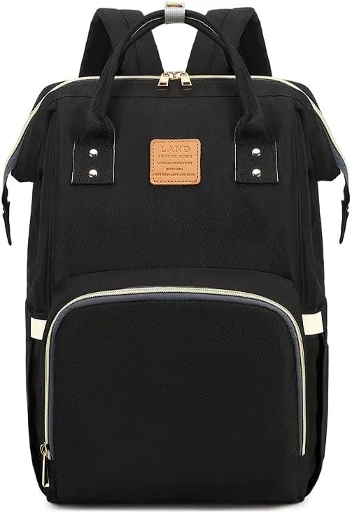 LAND Mommy Diaper Bag Backpack Mother Large Capacity Travel Nappy Nursing Bag for baby born with Changing Pad (Black)