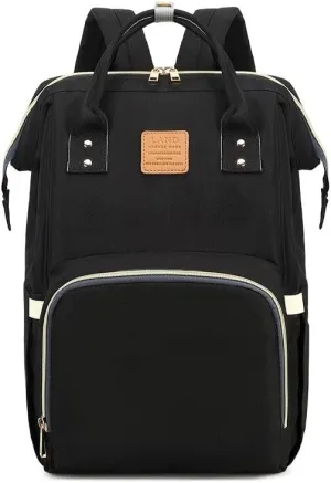LAND Mommy Diaper Bag Backpack Mother Large Capacity Travel Nappy Nursing Bag for baby born with Changing Pad (Black)