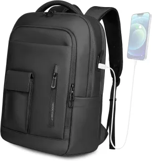 Laptop Backpack for Men Business Backpack 16 inch Computer Bag with USB Charging Port Water Resistant Travel backpack Daypack Casual Laptop Bag for Men Women Work College Weekender, Black