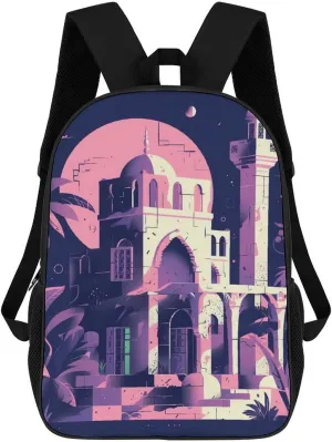 Laptop Backpack Purse 17 Inch Travel Laptop Bag Traditional Architecture Computer Bag Daypack Business Work Bag for Women