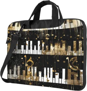 Laptop Bag Case Golden Music Notes Piano Keys Computer Messenger Shoulder Bag Laptop Sleeve Briefcase