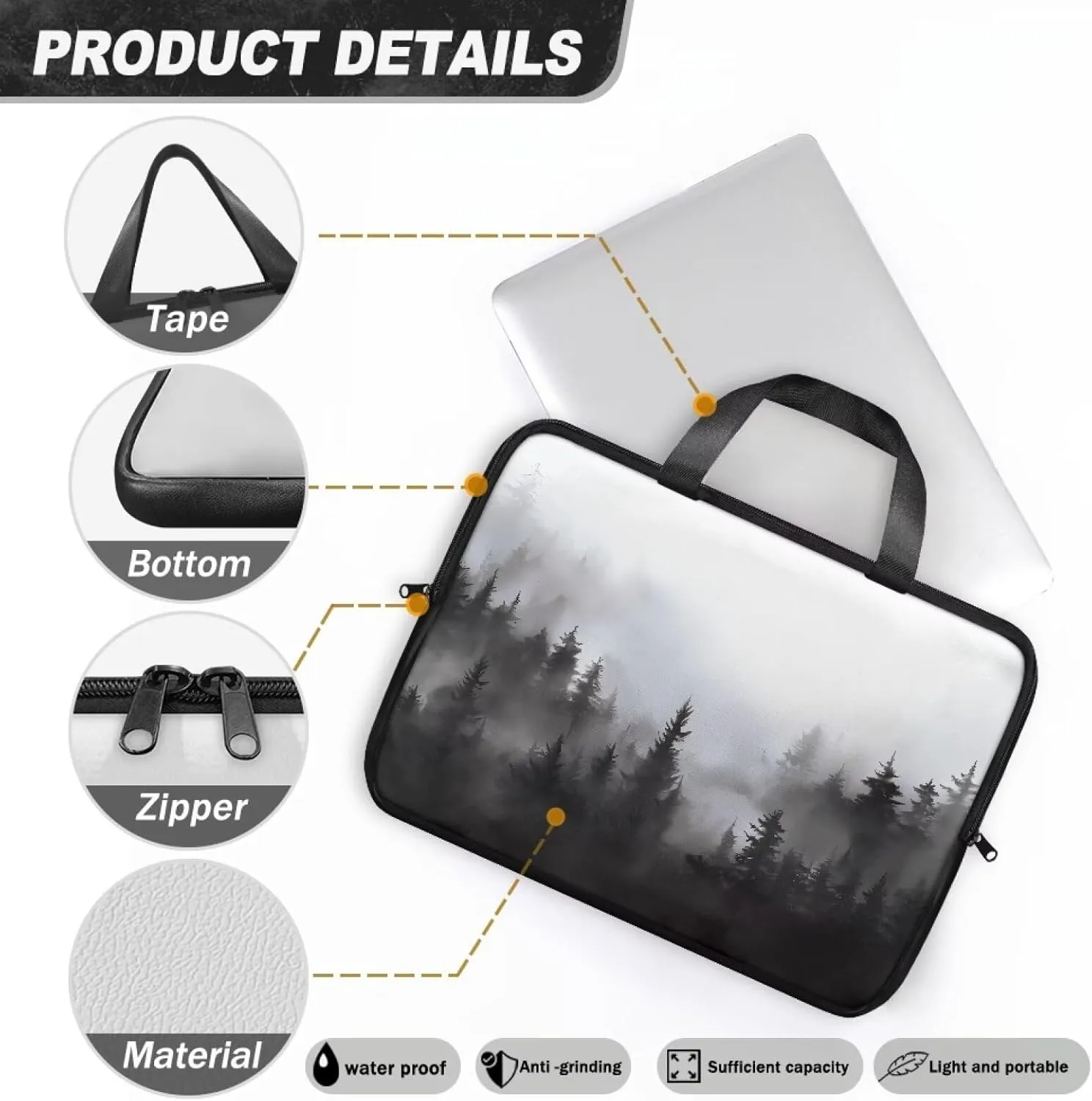 Laptop Bag Case Waterproof Zipper Portable Computer Carrying Bag for Office Business School 10 Inch- 17 Inch