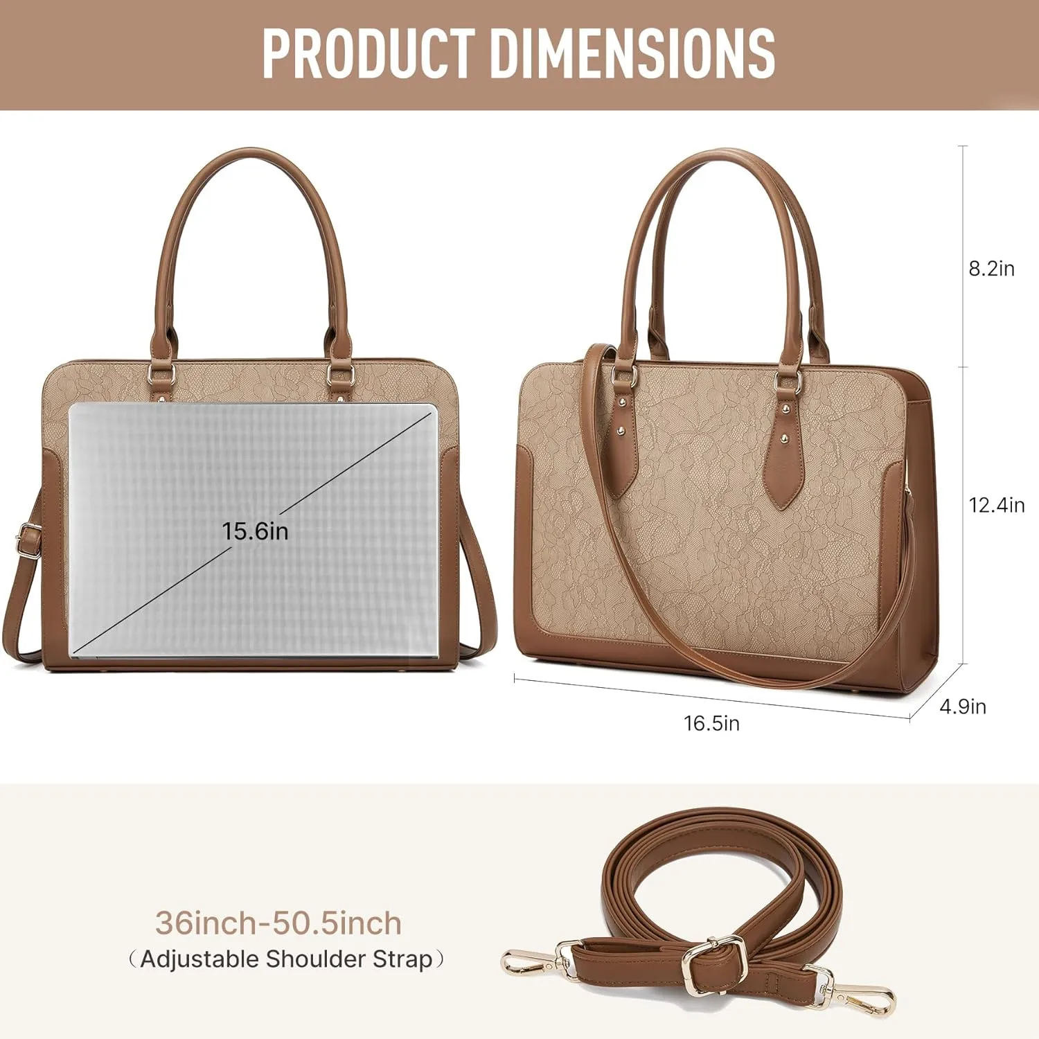 Laptop Bag for Women 15.6 Inch Work Tote Bag for Women,Leather Computer Bags Waterproof Tote Professional Briefcase,Large Capacity Business Office Bag for Work