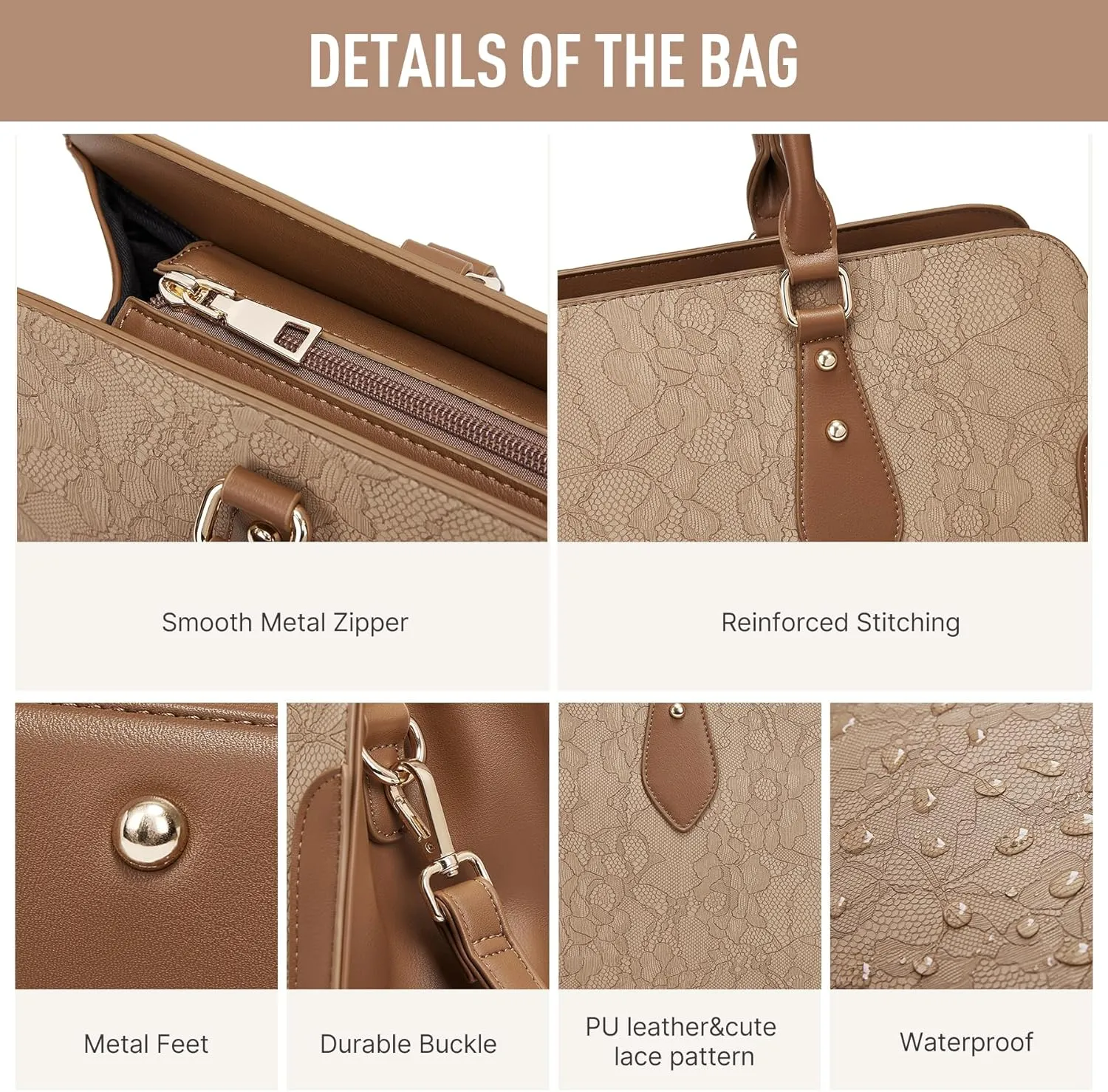 Laptop Bag for Women 15.6 Inch Work Tote Bag for Women,Leather Computer Bags Waterproof Tote Professional Briefcase,Large Capacity Business Office Bag for Work