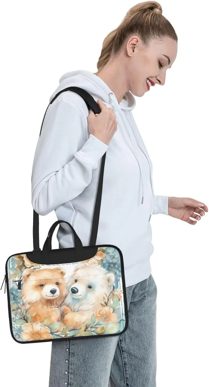 Laptop Bag for Women Men Computer Bag Laptop Briefcase Two Bears in a Garland Laptop Shoulder Bag Work Bag for Travel Office