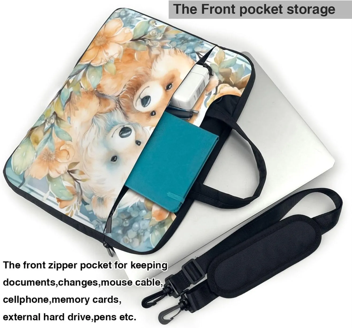 Laptop Bag for Women Men Computer Bag Laptop Briefcase Two Bears in a Garland Laptop Shoulder Bag Work Bag for Travel Office