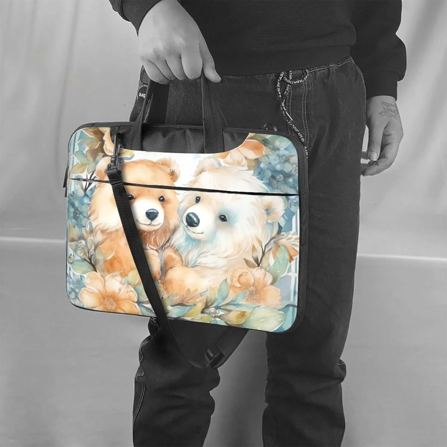 Laptop Bag for Women Men Computer Bag Laptop Briefcase Two Bears in a Garland Laptop Shoulder Bag Work Bag for Travel Office