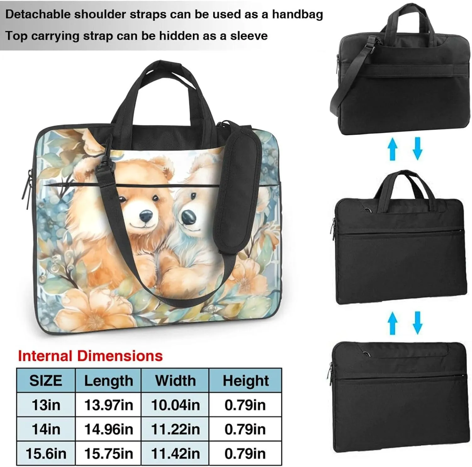 Laptop Bag for Women Men Computer Bag Laptop Briefcase Two Bears in a Garland Laptop Shoulder Bag Work Bag for Travel Office
