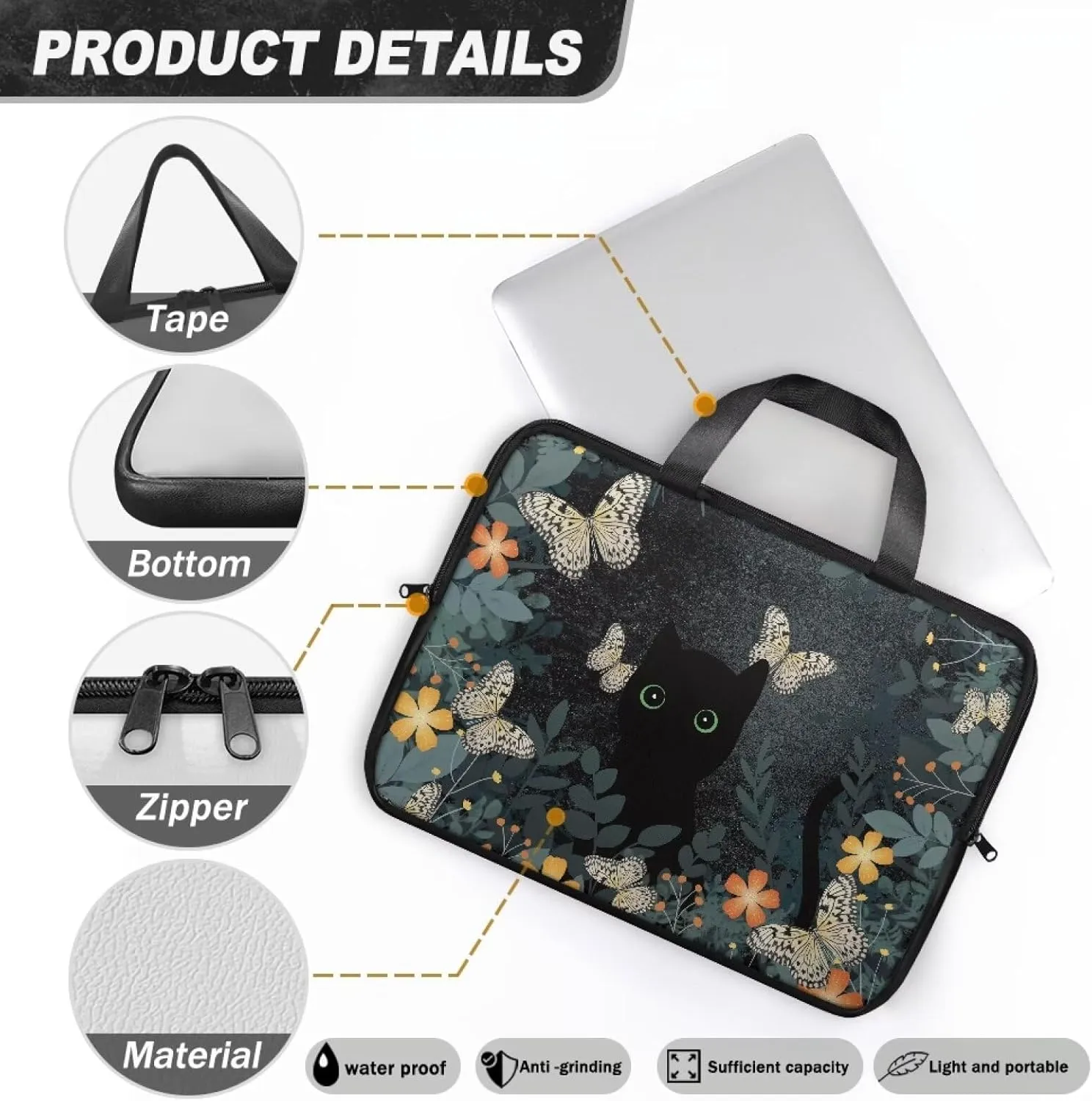Laptop Bag for Women Men Waterproof Carrying Case Zipper Computer Handbag for Office Business 10 Inch- 17 Inch
