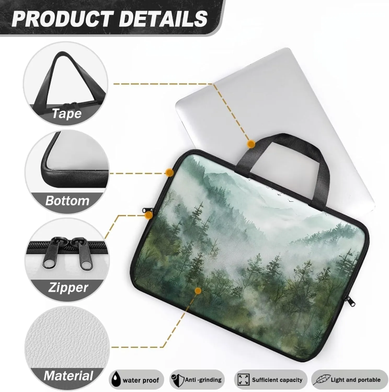 Laptop Bag for Women Men Waterproof Carrying Case Zipper Computer Handbag for Office Business 10 Inch- 17 Inch