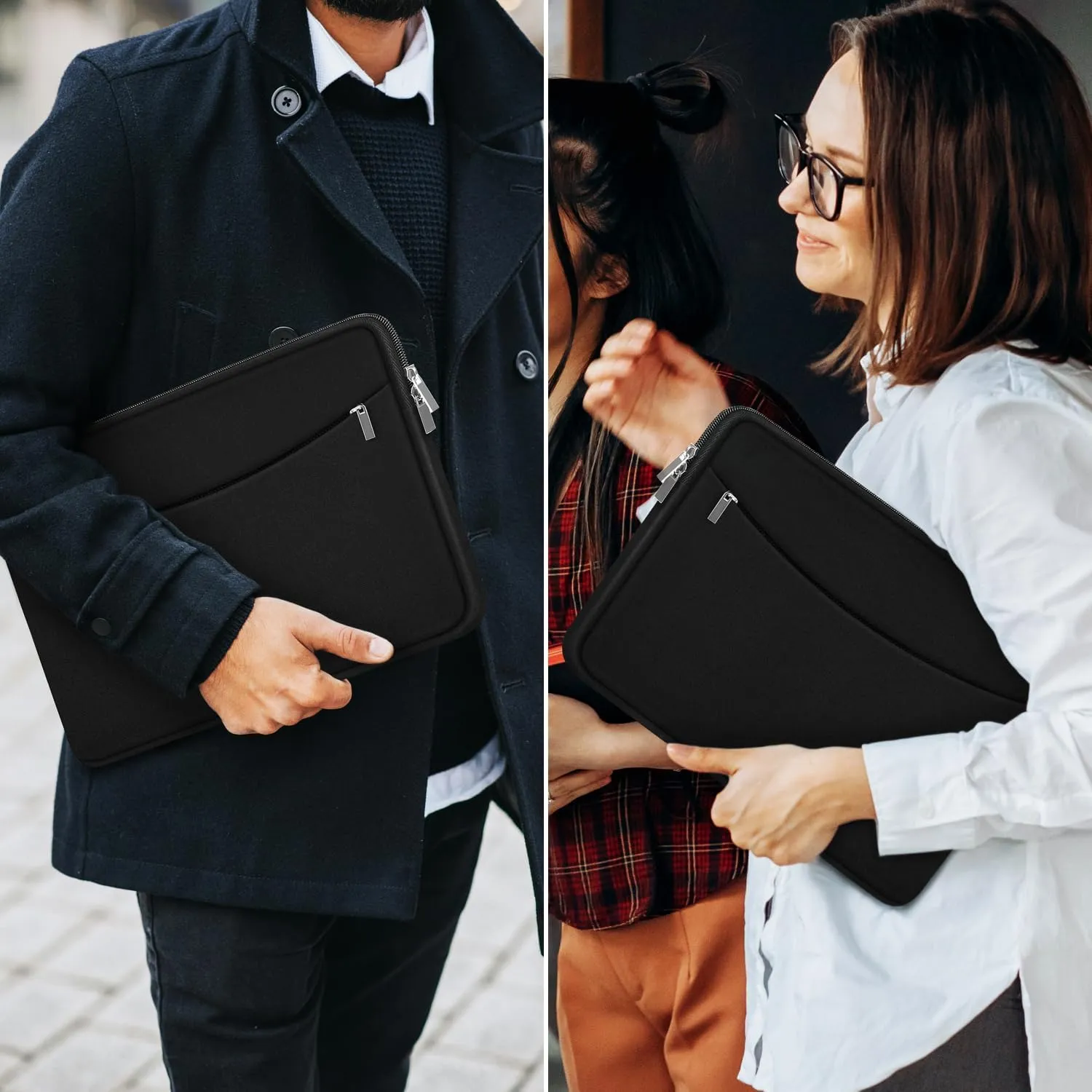 Laptop Case 15 inch, Shockproof Protective Computer Bag with Accessory Pocket, Traveling Laptop Sleeve Cover Compatible with 15 inch New MacBook Air, MacBook Pro, HP, Dell, Lenovo, Black