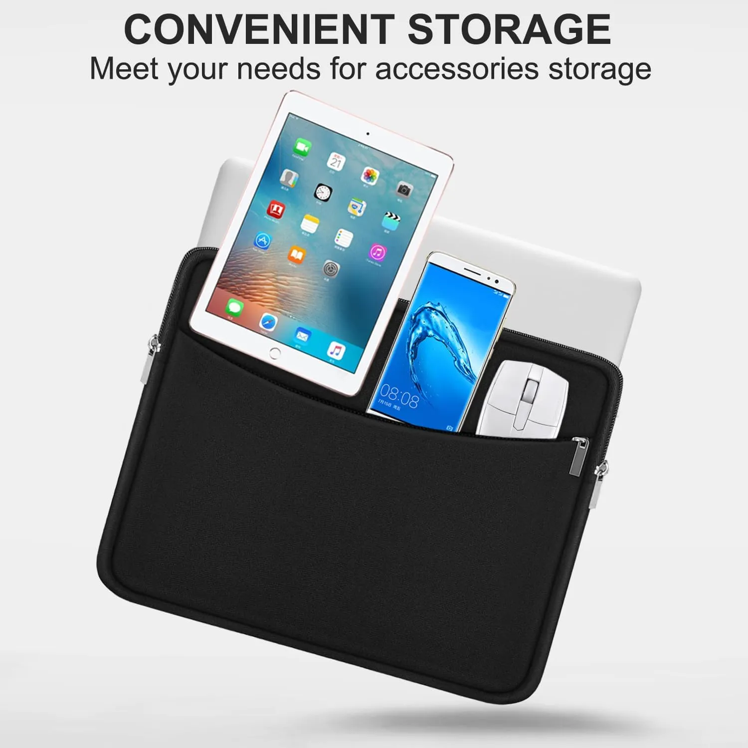 Laptop Case 15 inch, Shockproof Protective Computer Bag with Accessory Pocket, Traveling Laptop Sleeve Cover Compatible with 15 inch New MacBook Air, MacBook Pro, HP, Dell, Lenovo, Black