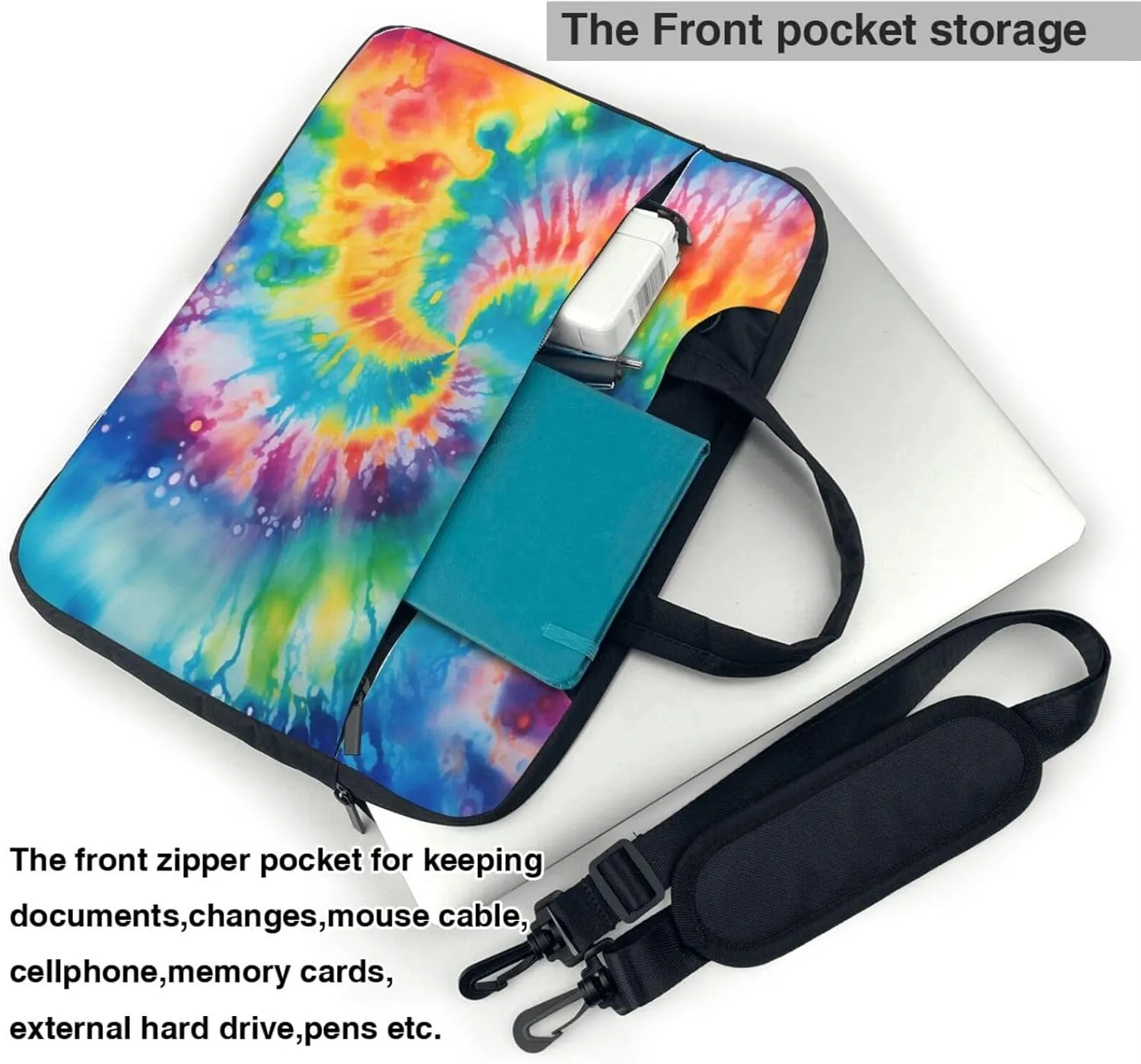 Laptop Case Bag Rainbow Tie Dy Colorful Briefcase Messenger Notebook Carrying Bag Case Sleeve For Women Men