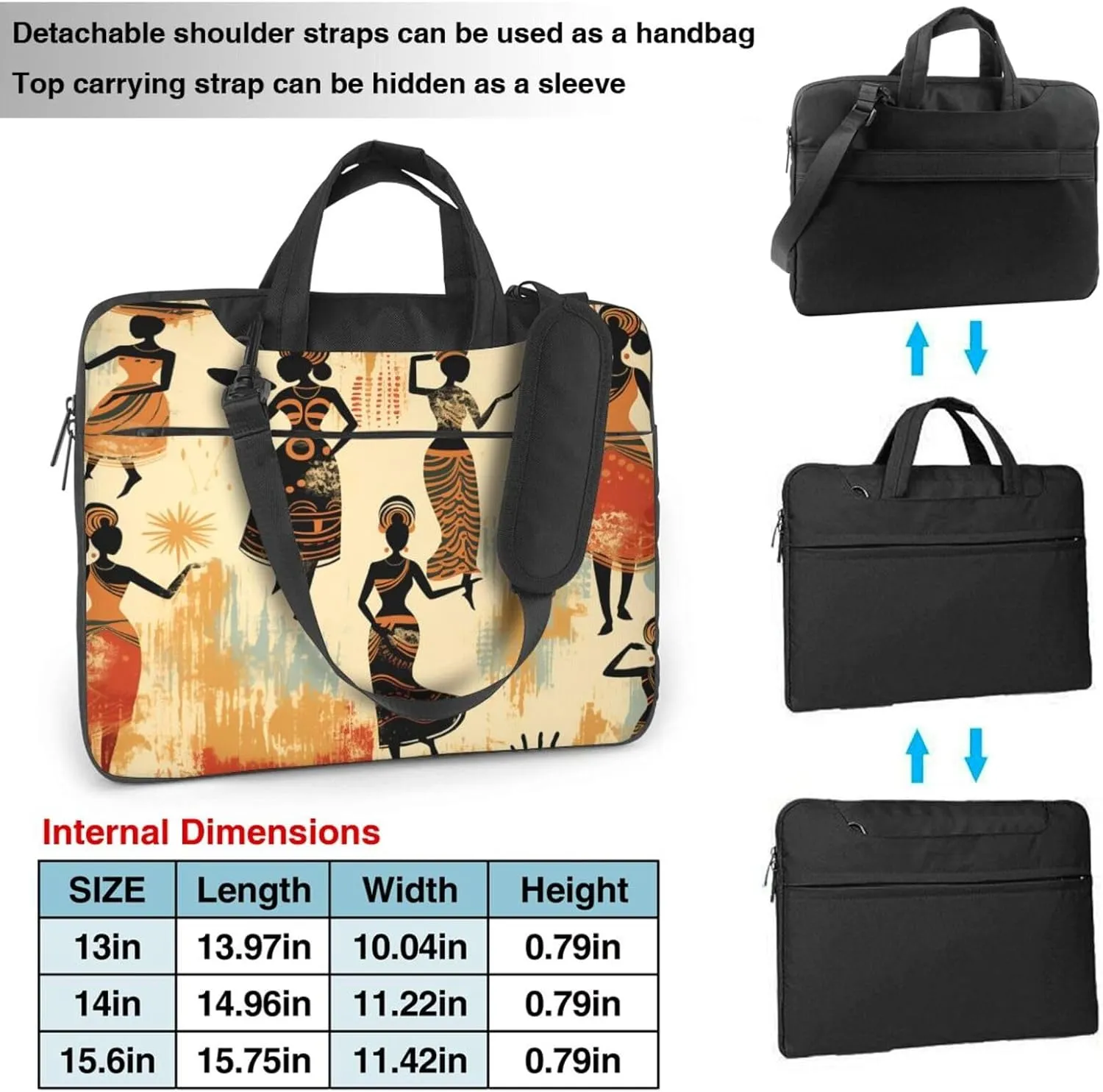 Laptop Case Bag Retro African Women Print Briefcase Messenger Notebook Carrying Bag Case Sleeve For Women Men