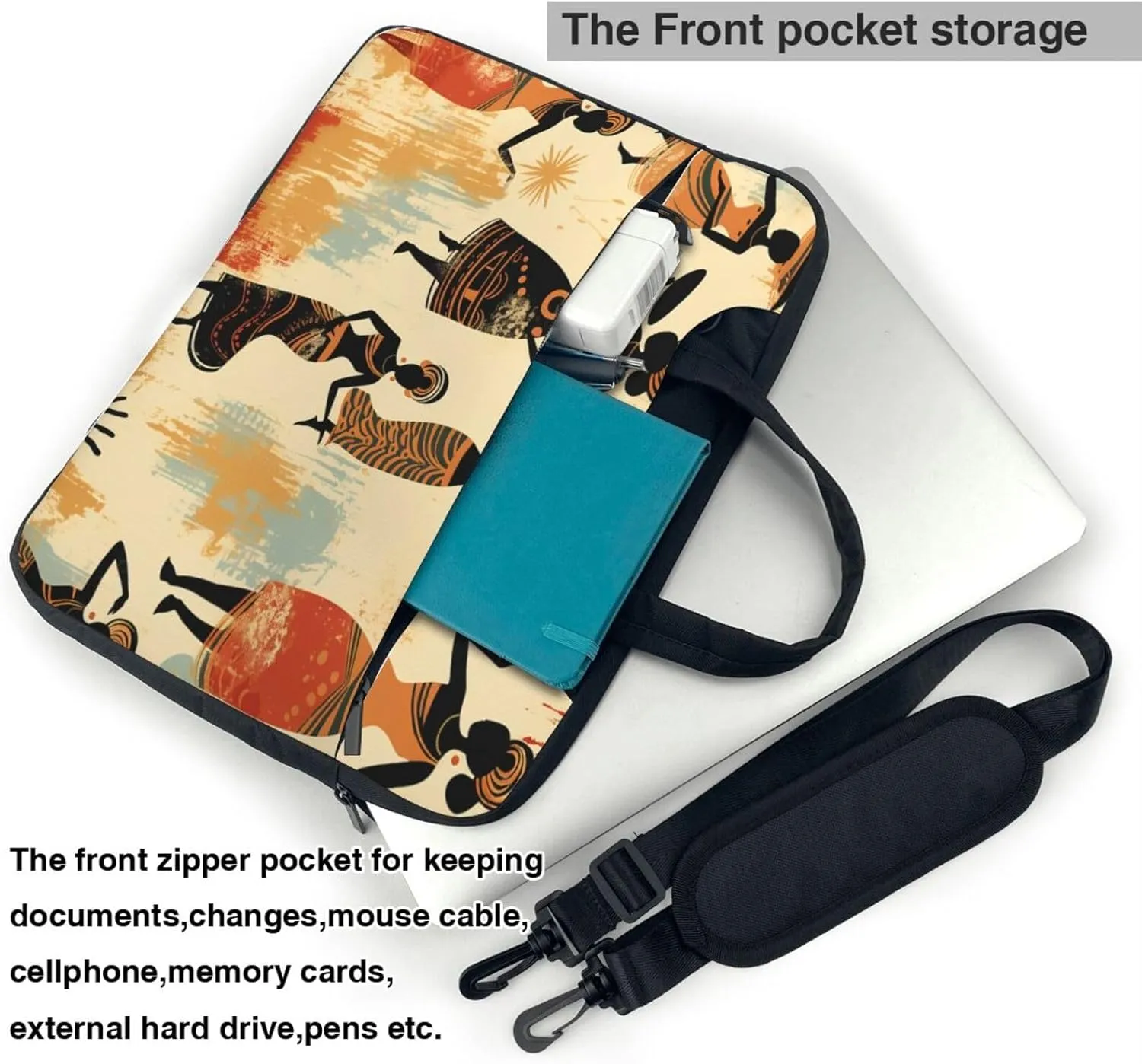 Laptop Case Bag Retro African Women Print Briefcase Messenger Notebook Carrying Bag Case Sleeve For Women Men