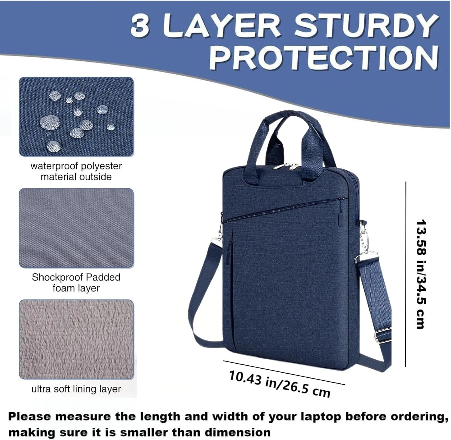Laptop Case Shoulder Sleeve Bag Compatible with 14 inch MacBook Pro M4 M3 M2 M1(2024-2021)/13.6" MacBook air M4 M3 M2, Chromebook Notebook Portable Carrying Messenger Computer Bag, Navy Blue