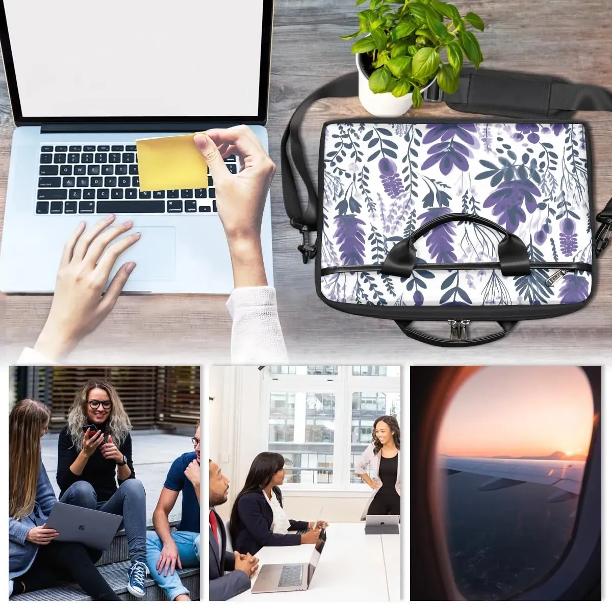 Laptop Shoulder Bag Computer Bag 13-15 Inches Laptop Carrying Case with Shoulder Strap for Women Men