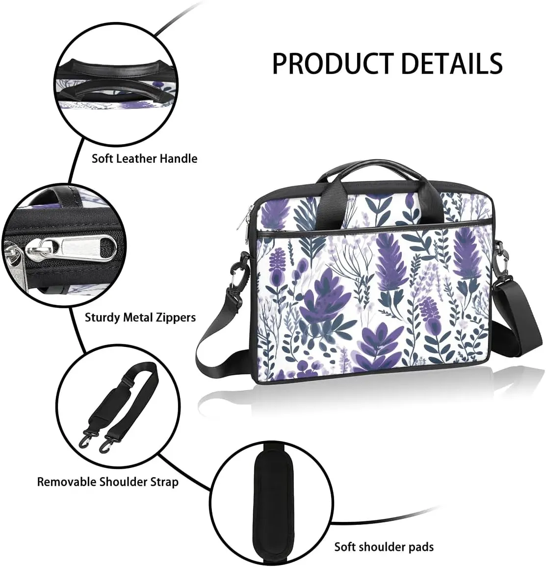 Laptop Shoulder Bag Computer Bag 13-15 Inches Laptop Carrying Case with Shoulder Strap for Women Men