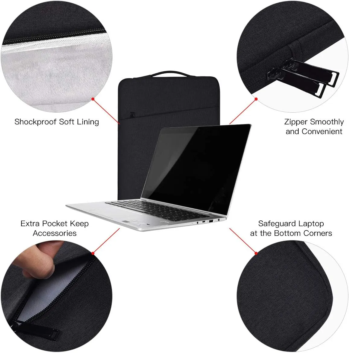 Laptop Sleeve 14 Inch, 14 Inch Laptop Case for Dell Latitude/Inspiron, HP AUSU Lenovo Chromebook/Stream/ASUS Vivobook/Lenovo IdeaPad Computer Sleeve Bag, Black