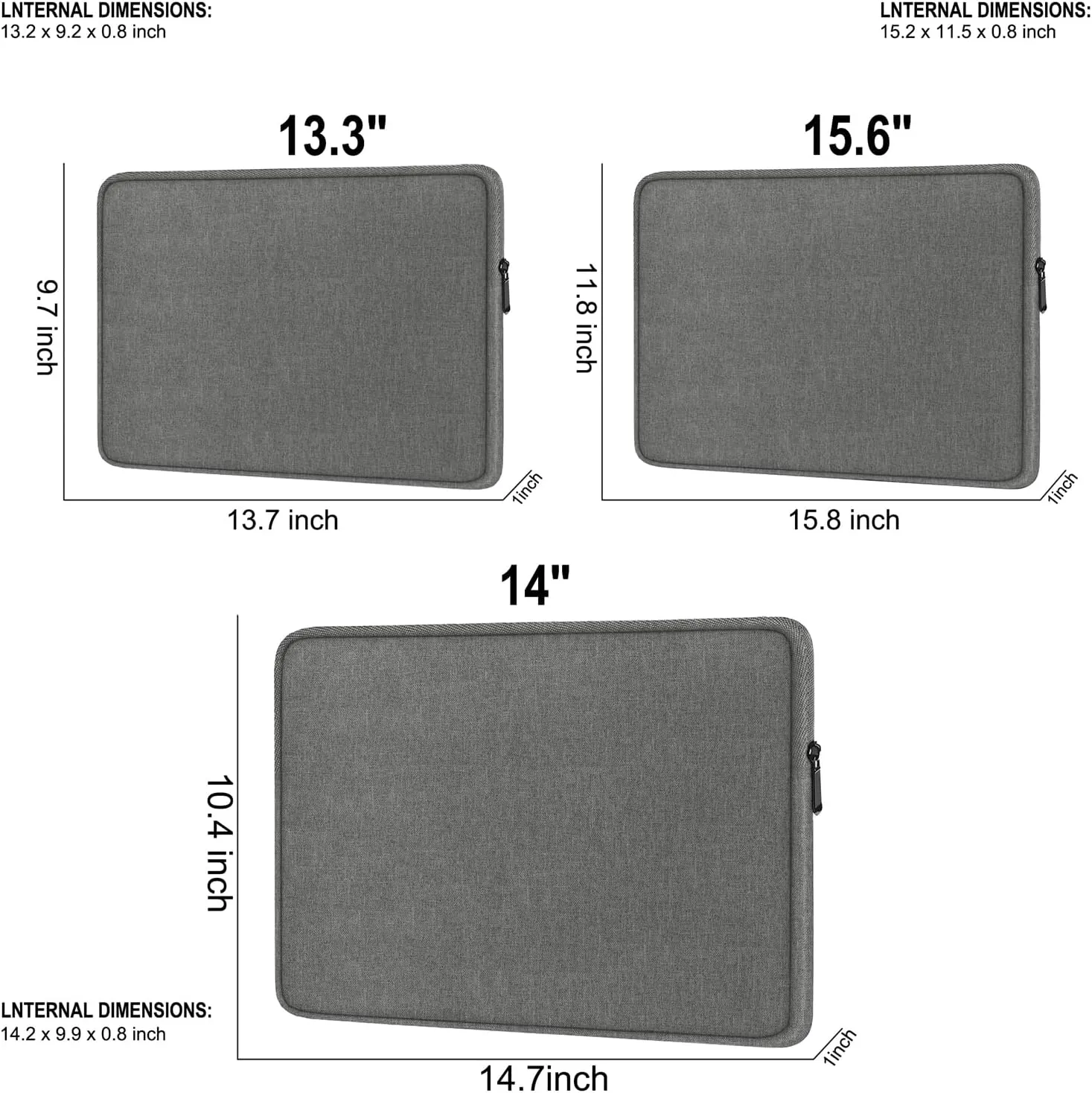 Laptop Sleeve 14 Inch, Shockproof Protective Traveling Computer Cover, Water Resistant Portable Laptop Carrying Bag Compatible for Lenovo, HP, Dell, Asus, MacBook Air/Pro, Gray