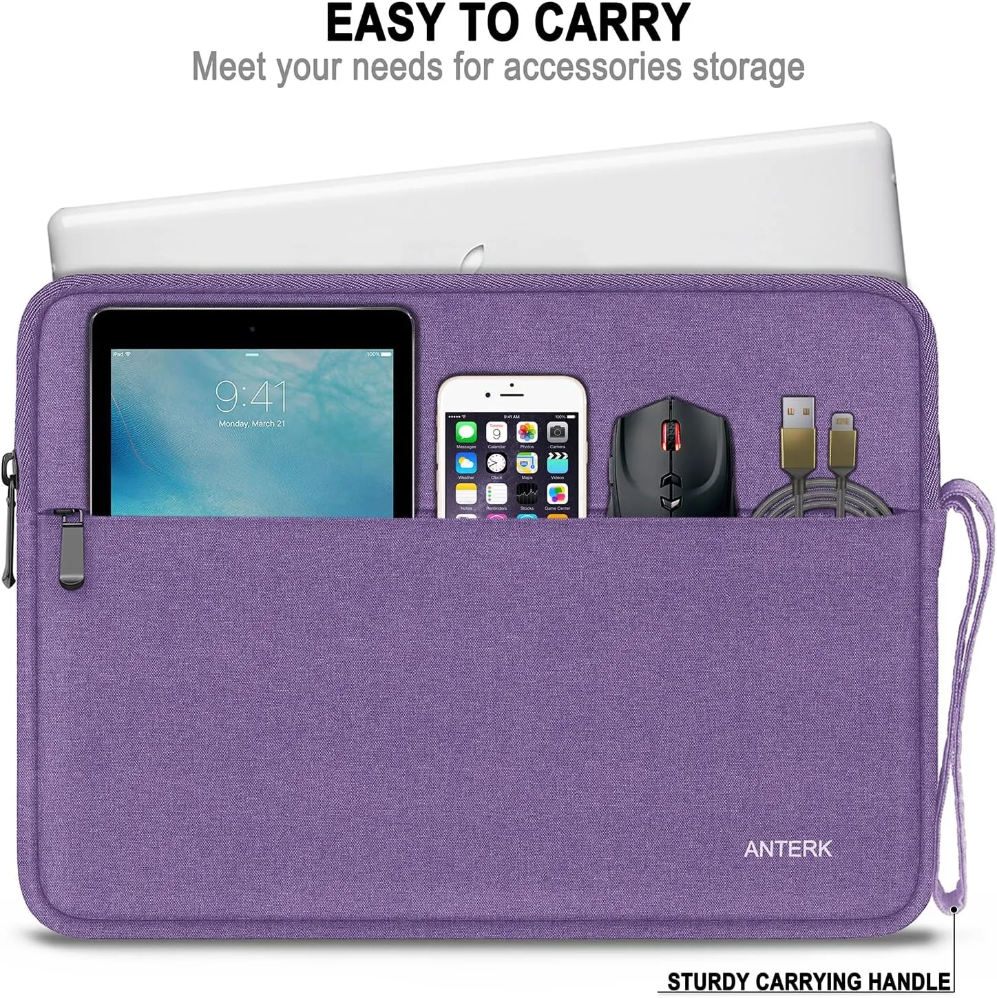 Laptop Sleeve 14 Inch, Water Resistant Traveling Computer Cover with Handle, Shockproof Protective Carrying Laptop Bag Compatible for 14 Inch MacBook Air/Pro, HP, Dell, Lenovo, Purple