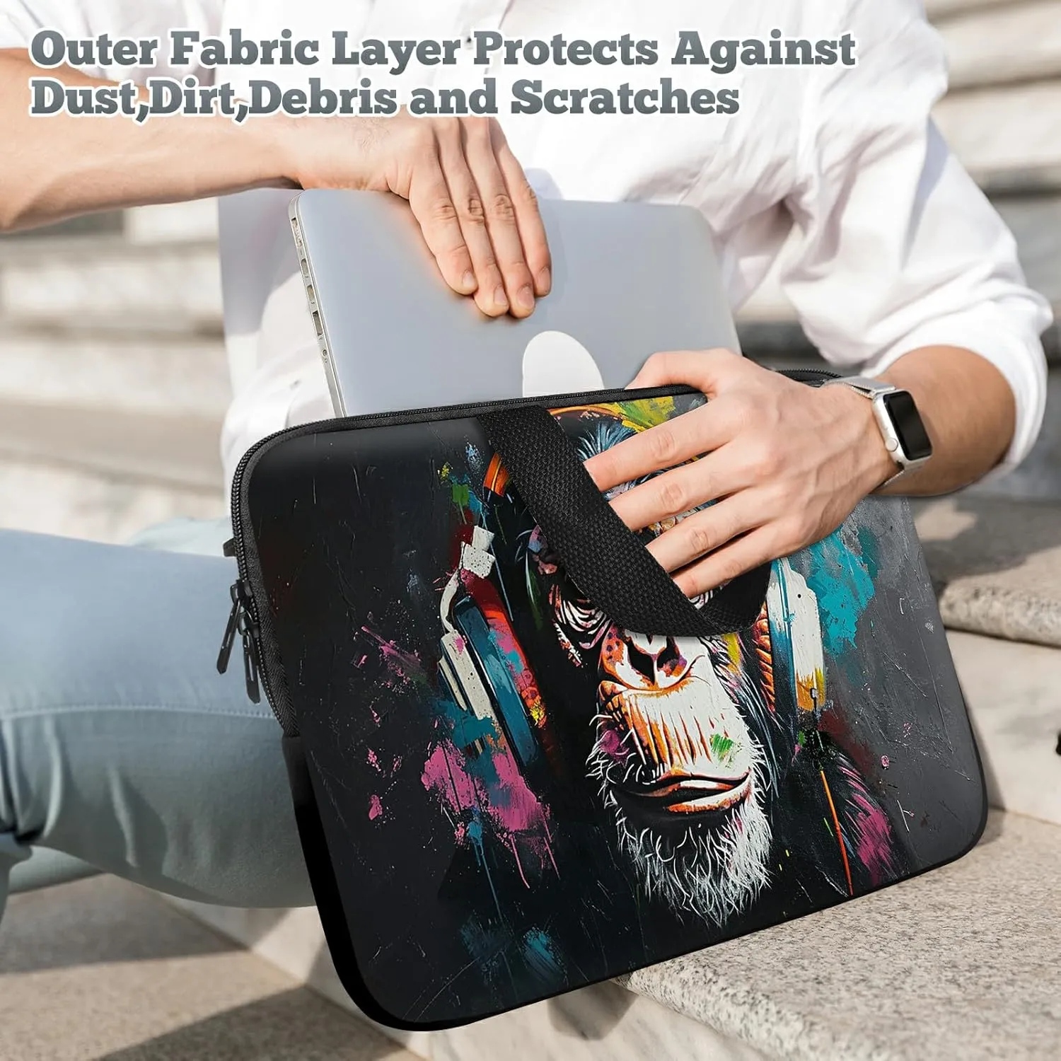 Laptop Sleeve Case Bag 13 inch, Music Monkey Slim Carrying Case Durable Handbag Travel Laptop Bag for 13 inch MacBook Air M3/M2/Pro M2/ 13" iPad Pro/Air M4/M2 2024